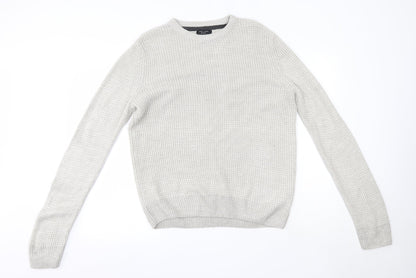 New Look Mens Grey Round Neck  Acrylic Pullover Jumper Size S