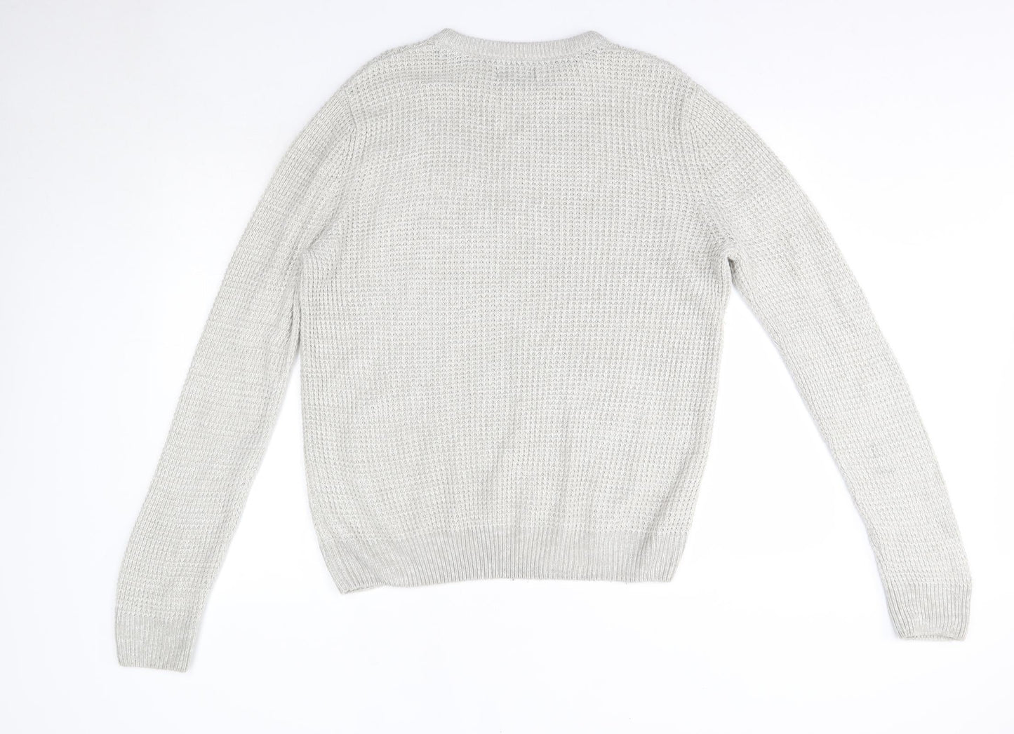 New Look Mens Grey Round Neck  Acrylic Pullover Jumper Size S