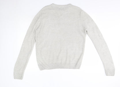 New Look Mens Grey Round Neck  Acrylic Pullover Jumper Size S