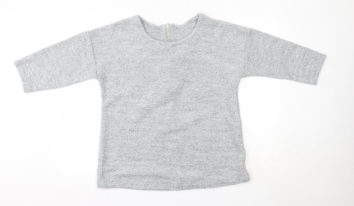 Additional front view of Debenhams women’s grey round neck polyester jumper, size UK 18