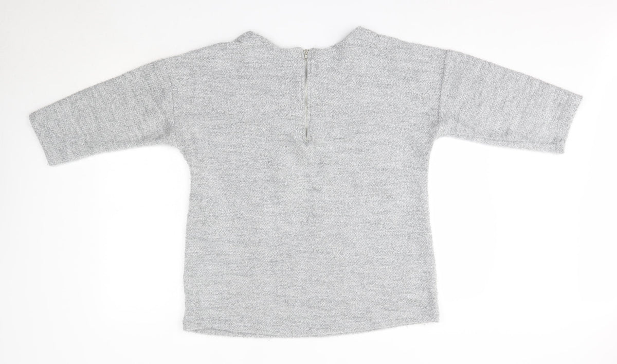 Back view of Debenhams women’s grey round neck polyester jumper, size UK 18