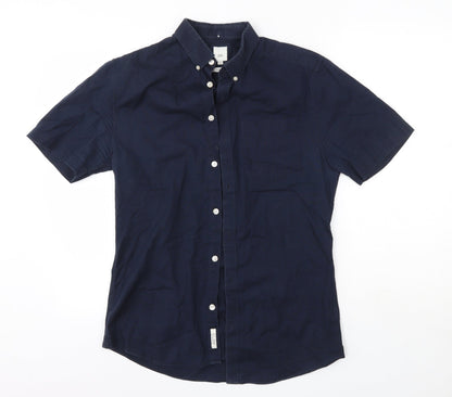 River Island Mens Blue  Cotton  Button-Up Size S Collared