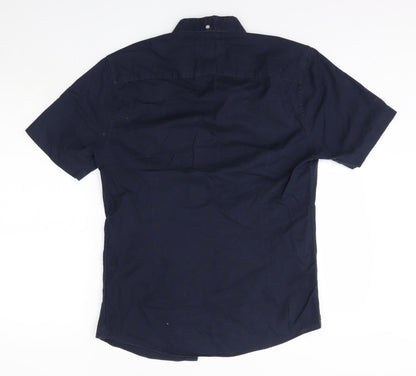 River Island Mens Blue  Cotton  Button-Up Size S Collared