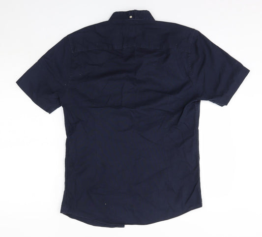 River Island Mens Blue  Cotton  Button-Up Size S Collared