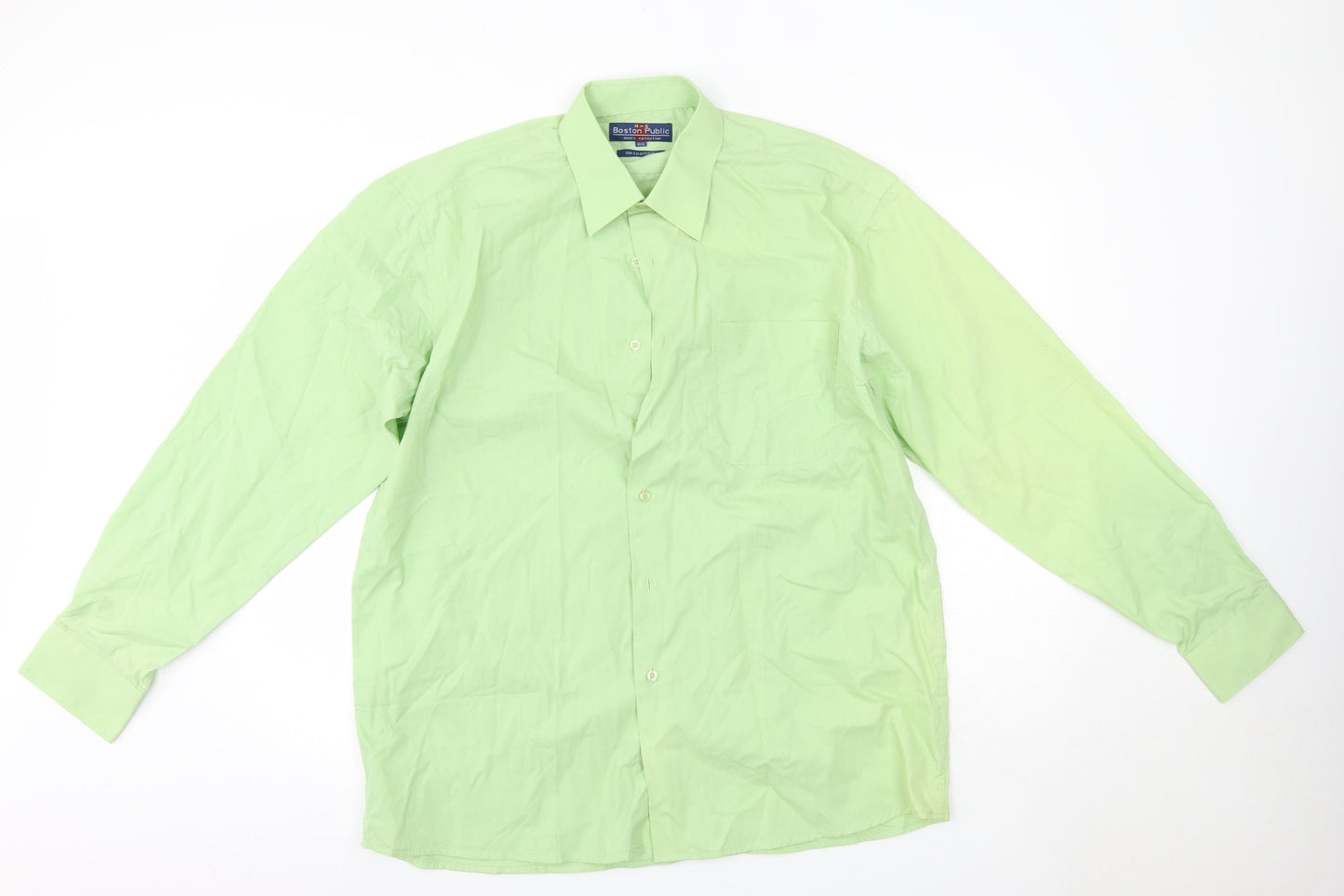 Mens UK Size 41 Boston Public Green  Button-Up Long Sleeve Casual Shirt