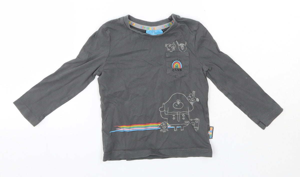 Front view of George Baby Grey Cotton Basic Casual, size 18-24, Months Round Neck