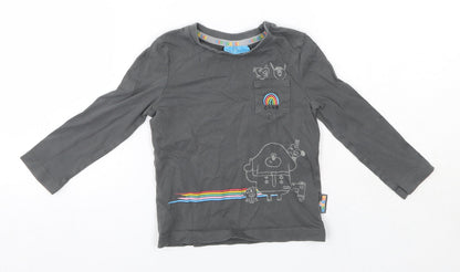 Front view of George Baby Grey Cotton Basic Casual, size 18-24, Months Round Neck