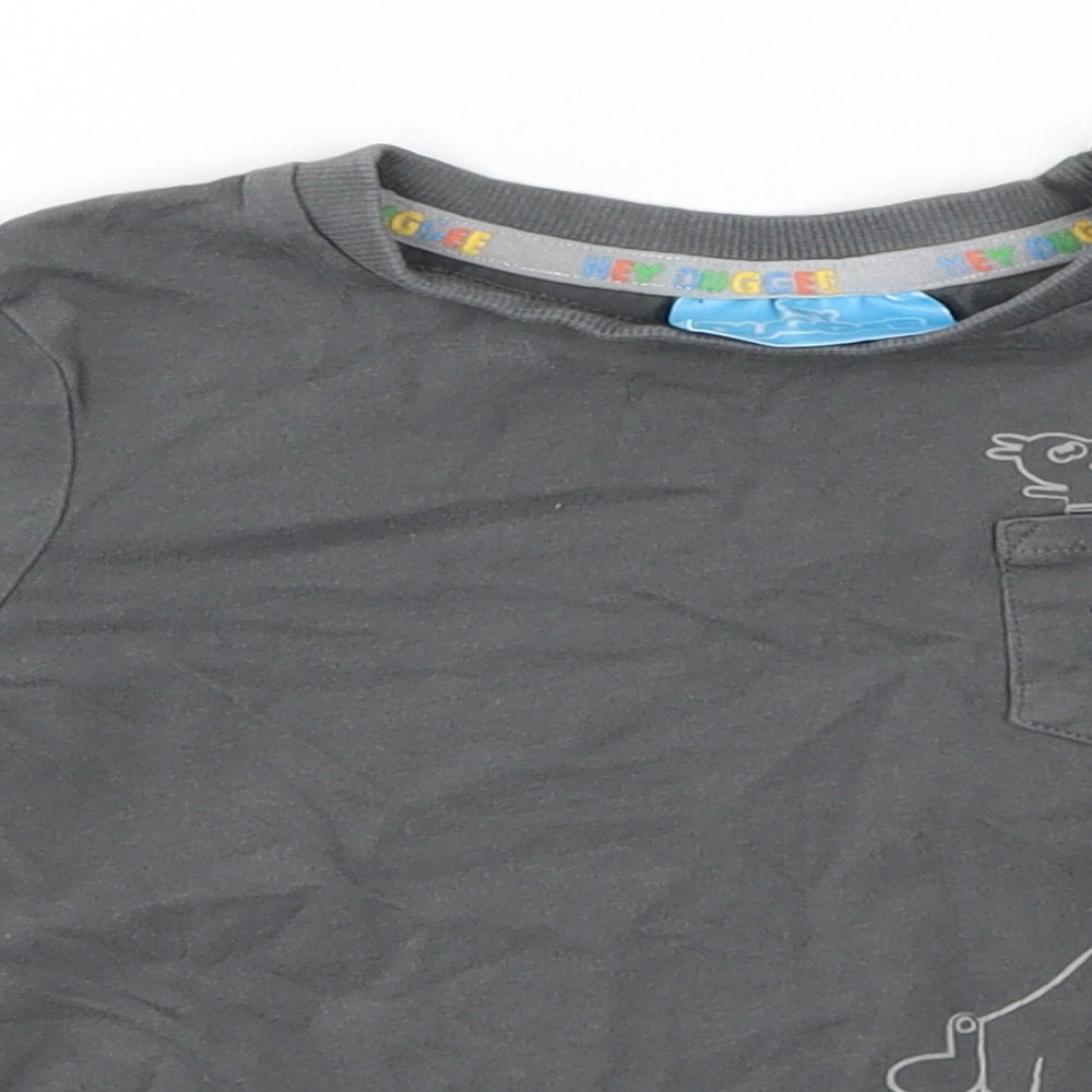 Close-up detail of George Baby Grey Cotton Basic Casual, size 18-24, Months Round Neck