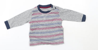 Additional front view of Matalan Baby Multicoloured Striped Cotton Basic Casual, size 3-6, Months Round Neck