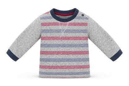 Front view of Matalan Baby Multicoloured Striped Cotton Basic Casual, size 3-6, Months Round Neck
