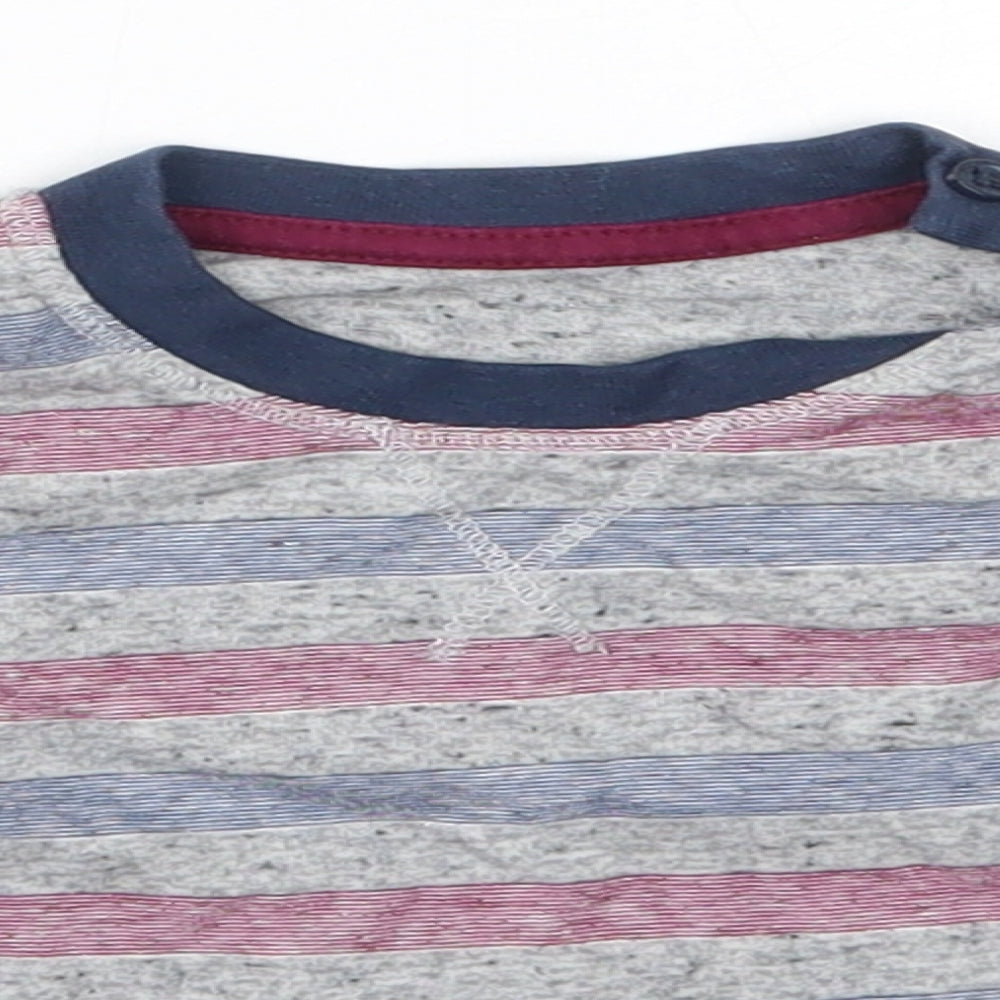 Close-up detail of Matalan Baby Multicoloured Striped Cotton Basic Casual, size 3-6, Months Round Neck
