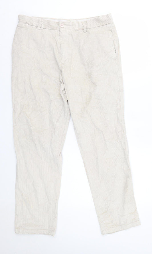 Mason Mens Ivory  Cotton Trousers  Size 34 in L28 in Regular