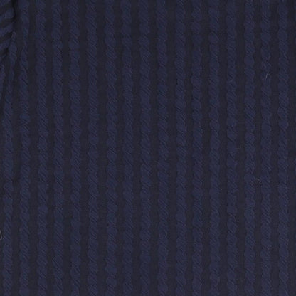 George Womens Blue Striped Polyester Basic Blouse Size 14 Round Neck