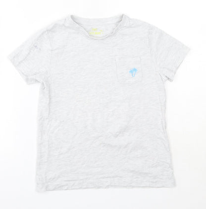 F&F Boys Grey  Cotton Basic T-Shirt Size 7-8 Years Round Neck