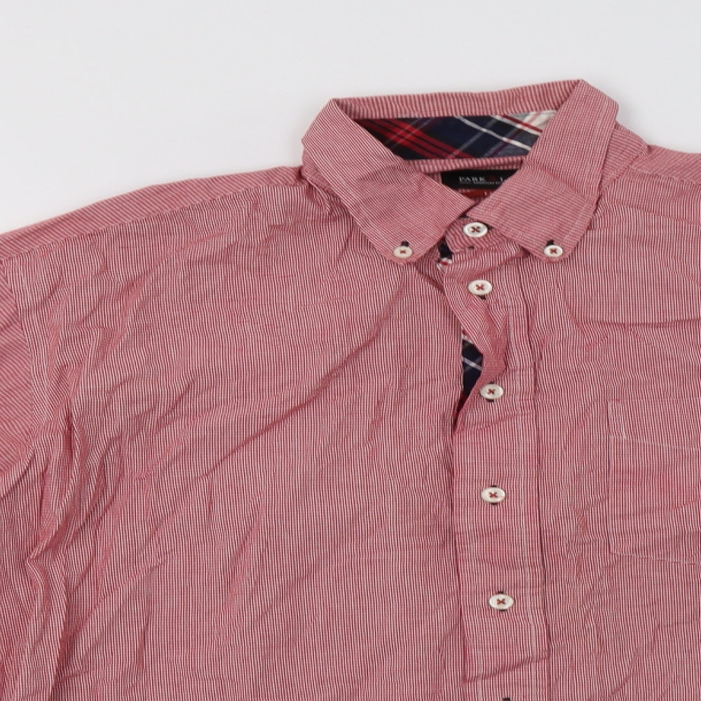 Mens UK Size L Park Lane Red  Button-Up Long Sleeve Casual Shirt