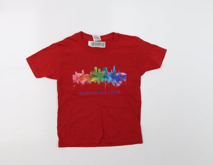 Womens UK Size XS Fruit of the Loom Red Basic T-Shirt