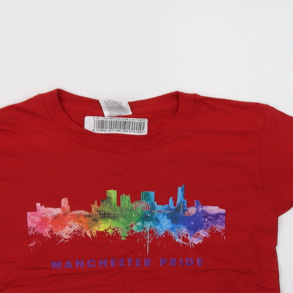 Womens UK Size XS Fruit of the Loom Red Basic T-Shirt