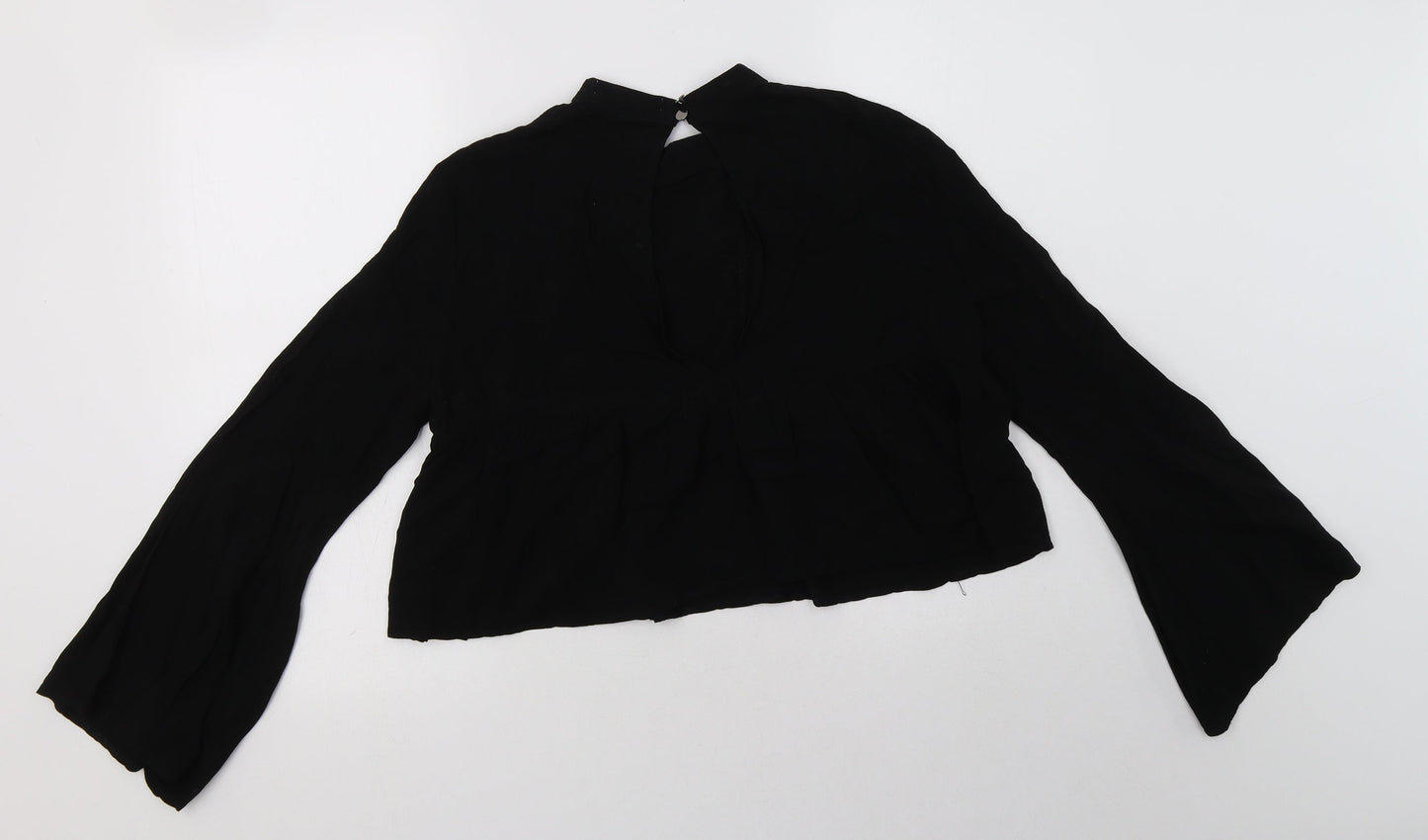 Young Bohemians Womens Black Geometric Viscose Basic Blouse Size 10 Mock Neck