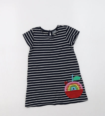 NEXT Baby Blue Striped Viscose A-Line  Size 12-18 Months  Crew Neck Button