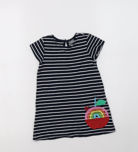 NEXT Baby Blue Striped Viscose A-Line  Size 12-18 Months  Crew Neck Button