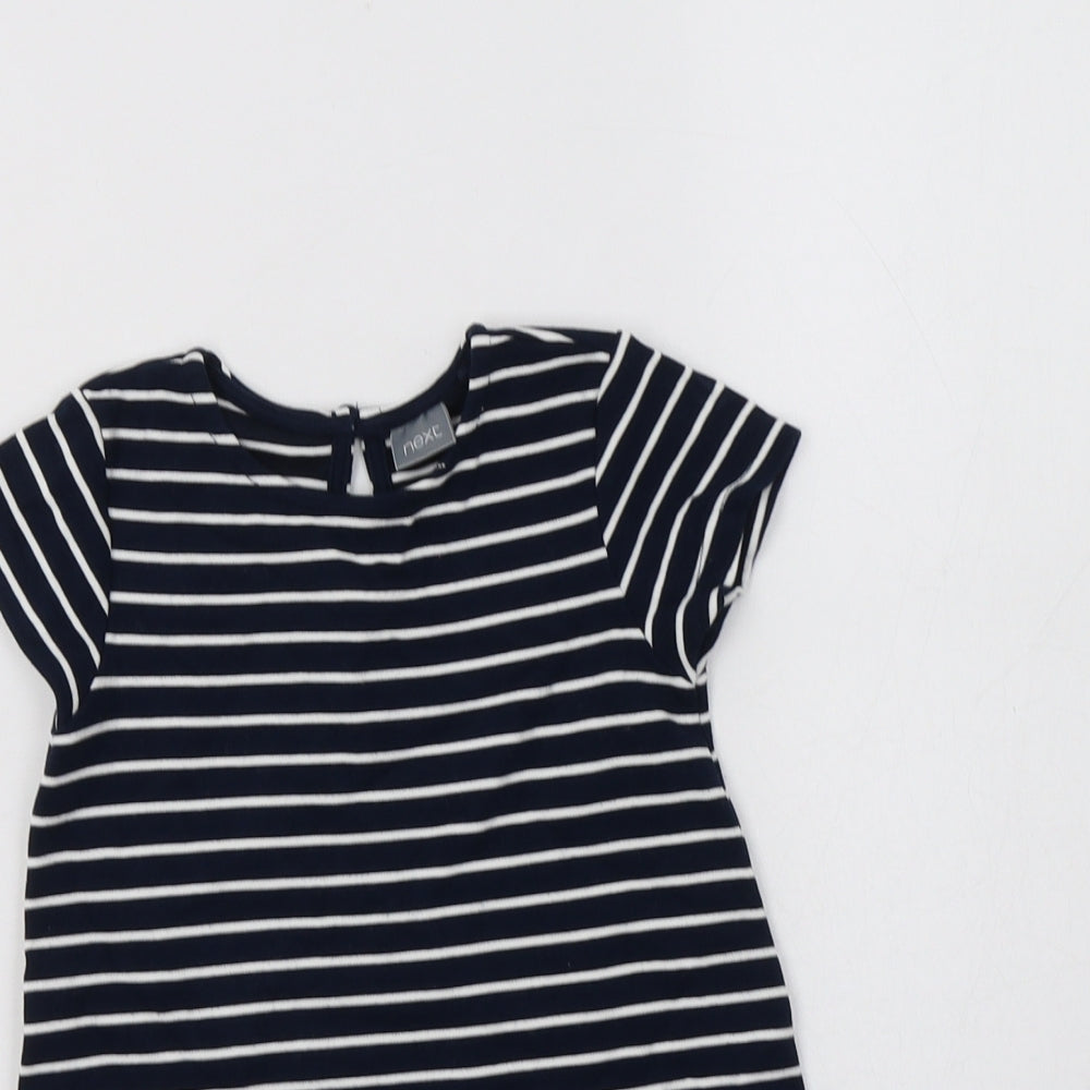 NEXT Baby Blue Striped Viscose A-Line  Size 12-18 Months  Crew Neck Button