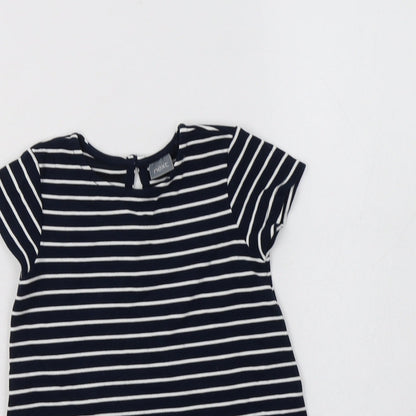 NEXT Baby Blue Striped Viscose A-Line  Size 12-18 Months  Crew Neck Button