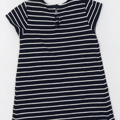 NEXT Baby Blue Striped Viscose A-Line  Size 12-18 Months  Crew Neck Button
