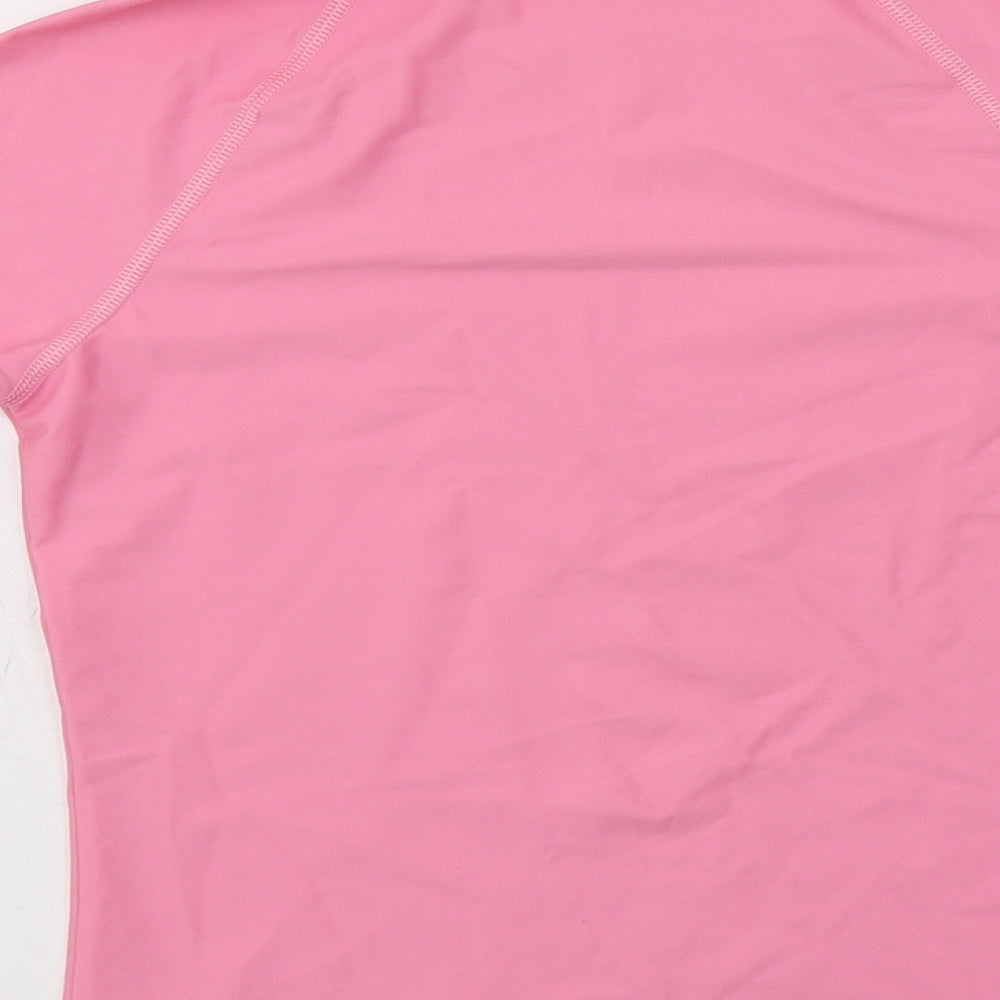M&S Girls Pink  Polyamide Basic T-Shirt Size 11-12 Years Mock Neck