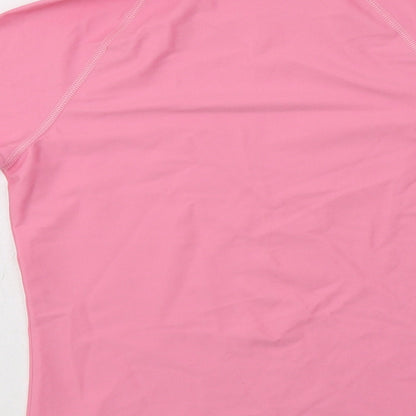 M&S Girls Pink  Polyamide Basic T-Shirt Size 11-12 Years Mock Neck