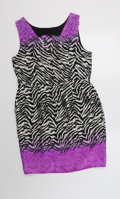 Wallis Womens Multicoloured Animal Print Polyester Shift  Size 14  Round Neck Zip