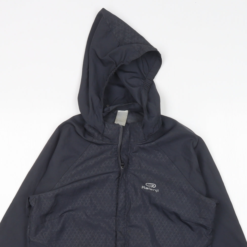 Close-up detail of Kaleji women’s grey windbreaker jacket, size UK 6