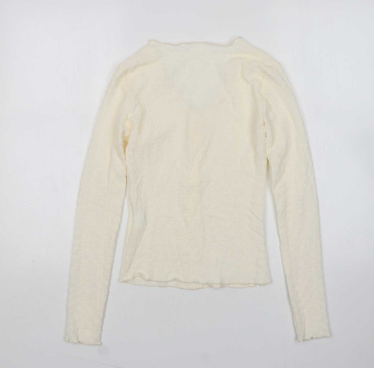 Shein  Womens Beige Round Neck  Polyester Cardigan Jumper Size XS