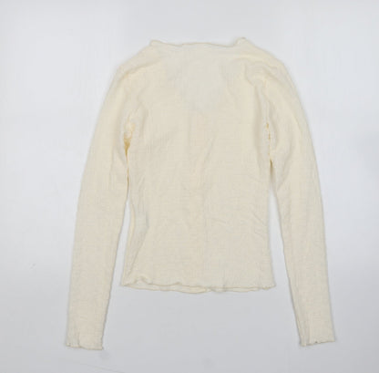 Shein  Womens Beige Round Neck  Polyester Cardigan Jumper Size XS