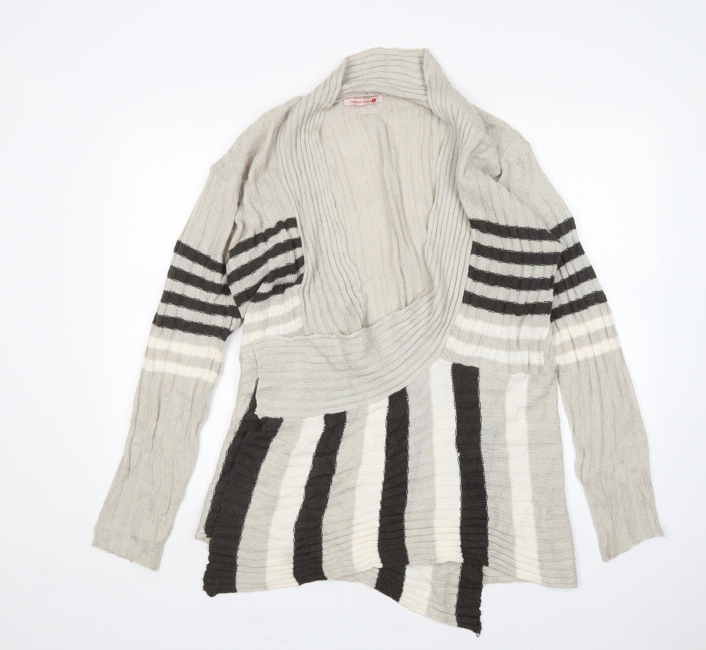 Tamnoon Womens Multicoloured V-Neck Striped Acrylic Cardigan Jumper Size L