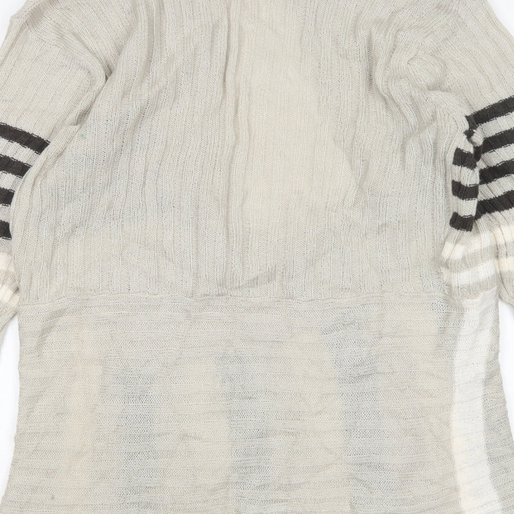 Tamnoon Womens Multicoloured V-Neck Striped Acrylic Cardigan Jumper Size L