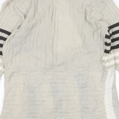 Tamnoon Womens Multicoloured V-Neck Striped Acrylic Cardigan Jumper Size L