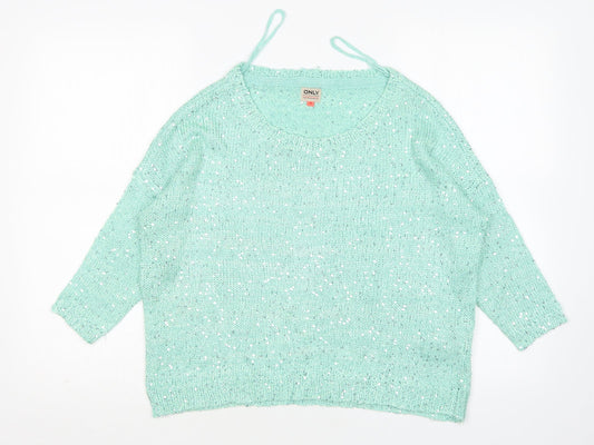 Womens UK Size M Only Green Pullover Jumper