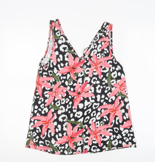 F&F Womens Multicoloured Floral Viscose Basic Tank Size 10 V-Neck