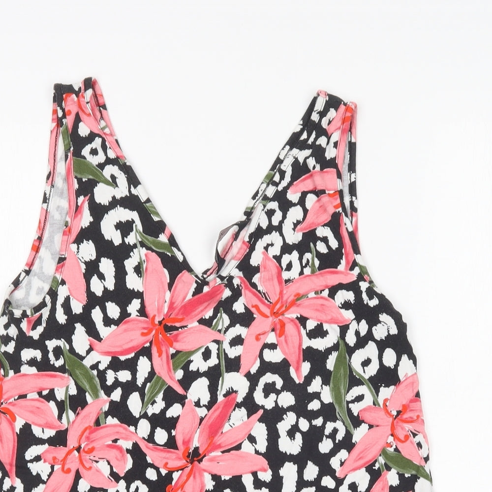 F&F Womens Multicoloured Floral Viscose Basic Tank Size 10 V-Neck
