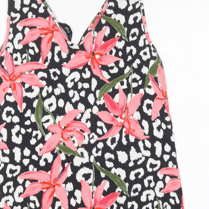 F&F Womens Multicoloured Floral Viscose Basic Tank Size 10 V-Neck