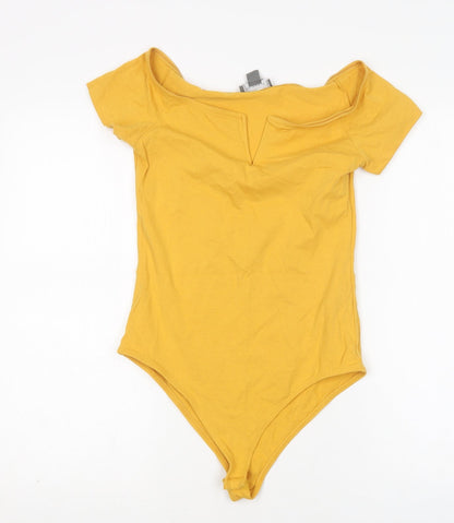 Primark Womens Yellow  Cotton Bodysuit One-Piece Size S