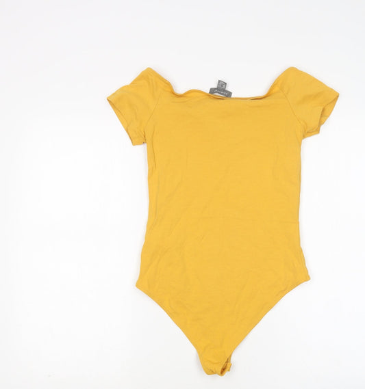 Primark Womens Yellow  Cotton Bodysuit One-Piece Size S