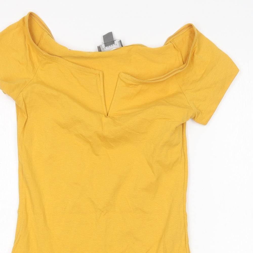 Primark Womens Yellow  Cotton Bodysuit One-Piece Size S