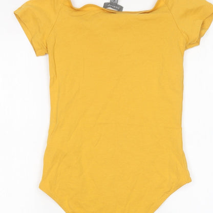 Primark Womens Yellow  Cotton Bodysuit One-Piece Size S