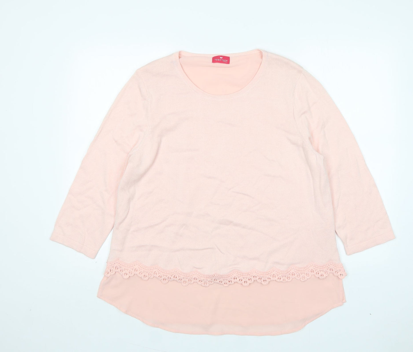 Womens UK Size L Together Pink Pullover Jumper