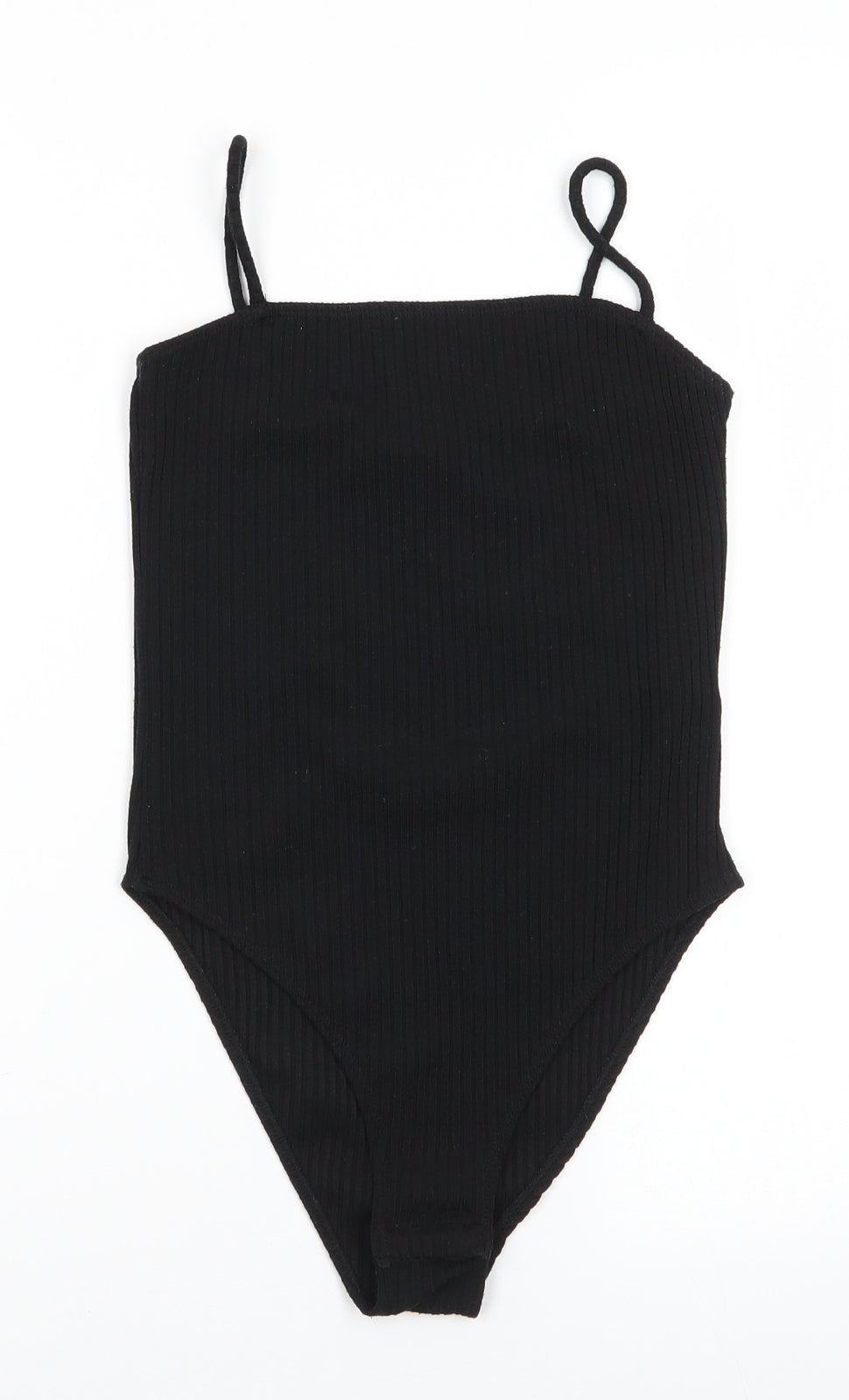 Topshop Womens Black  Viscose Bodysuit One-Piece Size 8  Snap - Subtle rib effect