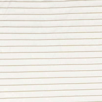 Time AND Tru Womens White Striped Cotton Basic T-Shirt Size 8 Round Neck