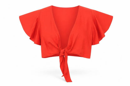 Womens UK Size M Preworn Orange Cropped Blouse