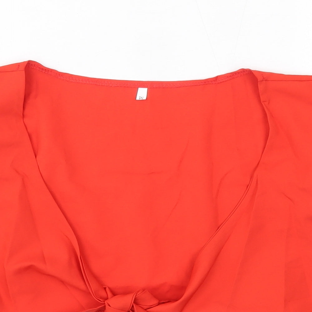 Womens UK Size M Preworn Orange Cropped Blouse