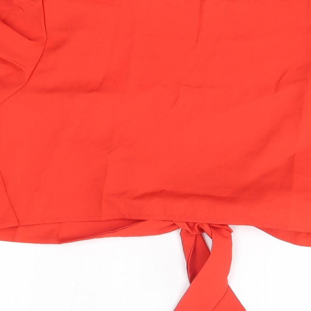 Womens UK Size M Preworn Orange Cropped Blouse